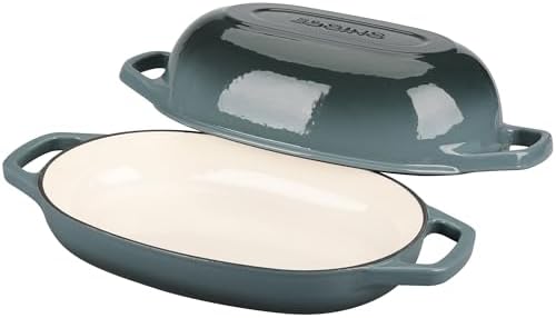 EDGING CASTING Enameled Cast Iron Oval Dutch Oven Pot with Lid, Dutch Oven for Sourdough Bread Baking, Bread Oven, Bread Dutch Oven, Oval Bread Pan, 5qt, Slateblue - Image 6