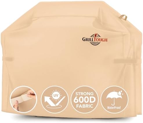 GrillTough Heavy Duty BBQ Grill Cover for Outdoor Grill, 60 Inch Tan by GrillTough