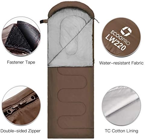 ECOOPRO Warm Weather Sleeping Bag - Portable, Waterproof, Compact Lightweight, Comfort with Compression Sack - Great for Outdoor Camping, Backpacking & Hiking-83 L x 30" W Fits Adults - Image 3
