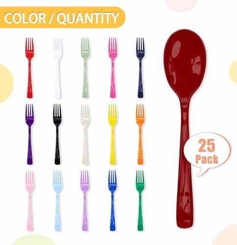 SietDESEO 25 PCS Burgundy Plastic Spoons Disposable Utensils Heavy Duty Burgundy Spoons Disposable Cutlery for Birthday Wedding Baby Shower Bridal Shower Plastic Silverware - Image 4