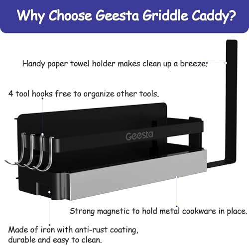 Geesta Upgraded Griddle Caddy for Blackstone 28"/36" Griddles/Weber Grill/Prep Cart, BBQ Grill Accessories Space Saver with Magnetic Tool Holder & Paper Towel Holder - Image 4