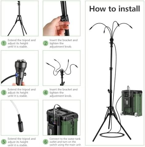 Misters for Outside Patio, Standing Portable Misting Cooling System with Adjustable Height(up to 47in), with 10000mAh Water Pump, 15L Bucket, 8 Nozzles, for Outdoor Patio Cooling Pool BBQ - Image 4