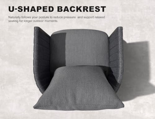 PURPLE LEAF Patio Dining Set Extra-Long for 14 with U-Shaped Armchair Grey - Image 3