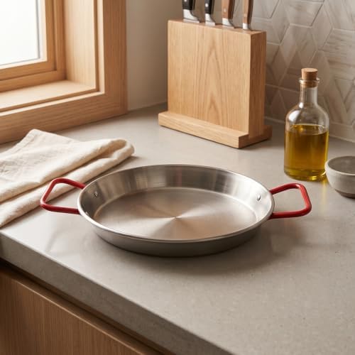 Magefesa 8-Inch Carbon Steel Paella Pan – 20 cm - 1 Serving, Lightweight with Dimpled Surface, Ideal for Traditional Valencian Paella - Image 2