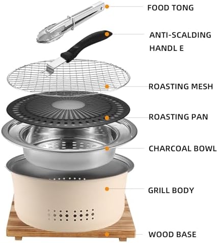 SANQIAHOME Stainless Steel Charcoal Portable Barbecue Grill, 10.5 Inches Non-Stick, Round, Barbecue or Hot Pot, Boiling Water, Charcoal Stove for Home Party Outdoor Camping - Image 6