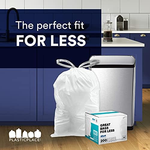 Plasticplace Custom Fit Trash Bags, Compatible with simplehuman Code K (50 Count) White Drawstring Garbage Liners 10 Gallon / 38 Liters 24" x 28" - Image 5