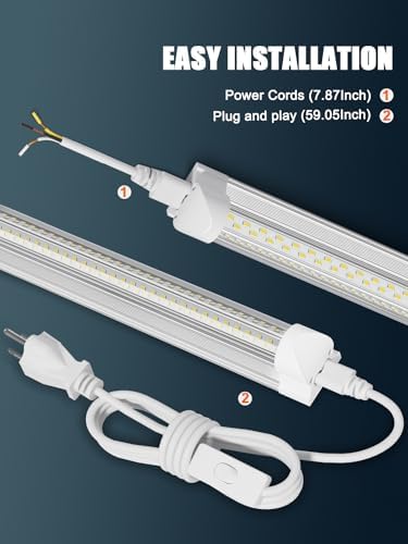 ELEKICO Super Bright 50w 7200lm 5000k V Shape 4ft Led Shop Lights for Workshop 4ft, 4' Linkable 4 Foot Led Shop Lights with Plug in Power Cable On/Off Switch for Garage Basement Warehouse - Image 4