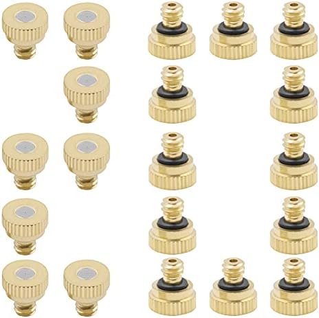 Beduan Brass Misting Nozzles Low Pressure Atomizing Misting Sprayer for Outdoor Cooling System 0.012" Orifice (0.3 mm) 10/24 UNC Garden (Pack of 20) by Beduan