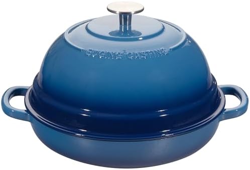 EDGING CASTING Enameled Cast Iron Dutch Oven Pot with Lid, Round Bread Oven for Homemade Sourdough Bread Baking, 6 Quart, Lake Blue by EDGINGCOOKWARE