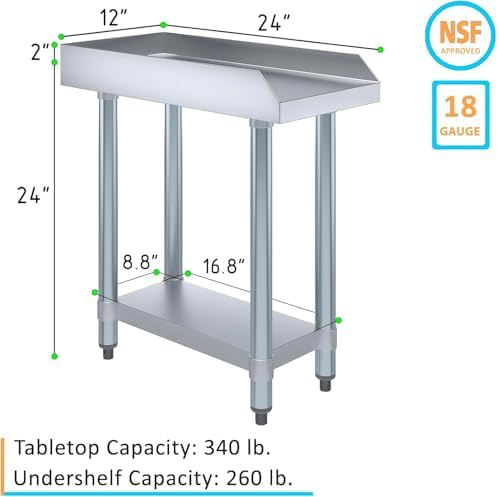 18" x 24" Stainless Steel Equipment Stand with Undershelf NSF - Image 3