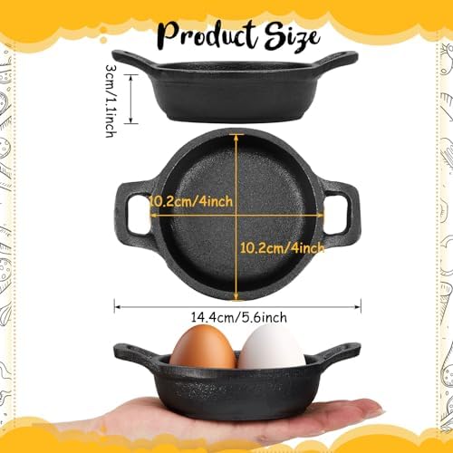 Ziliny 4 Pack Mini Cast Iron Skillets 4 x 4 x 1.2 Inch Cast Iron Pan - Image 3