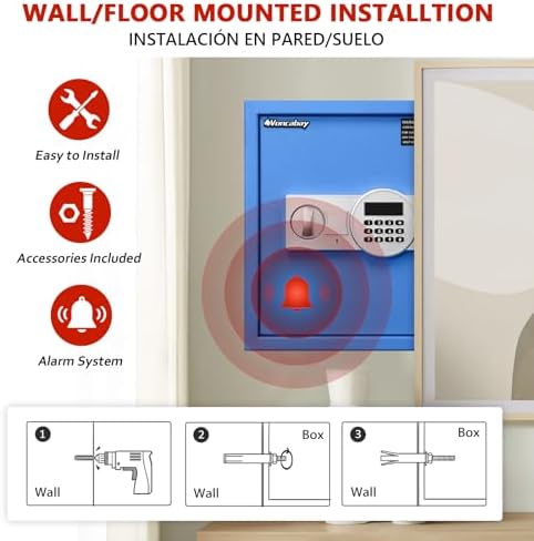 Voncabay Money Safe Box for Home with Digital Keypad, 1.5 Cu. Ft., Blue - Image 3