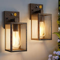 2 Pack Black Brush Gold Dusk to Dawn Exterior Lighting Fixtures Wall Mount, Sensor Outside Front Porch Lights for House, Outdoor Lantern Lamp, Wall Sconce Lights, Coach Light for Garage Entryway by Unknown