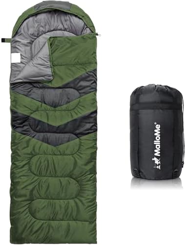 MalloMe Sleeping Bags for Adults Cold Weather & Warm - Backpacking Camping Sleeping Bag for Kids 10-12, Girls, Boys - Lightweight Compact Camping Essentials Gear Accessories Hiking Sleep Must Haves by MalloMe