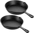 Vesici 2 Pcs Cast Iron Skillet Frying Pans with Drip-spouts Circle Non-stick Frying Skillet Omelette Pan Safe Healthy Cookware for Home Barbecue Kitchen Party Restaurant Catering Service (7.9 Inch) by Vesici