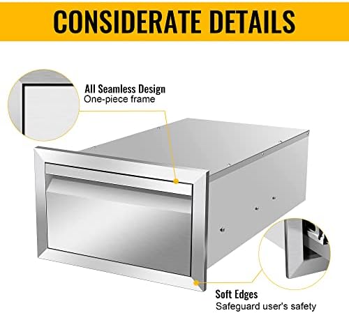 Outdoor Kitchen Drawers 14" W x 8.5" H x 23" D Inch Stainless Steel Flush Mount BBQ Single Drawers for Outdoor Kitchen Island, or Patio Grill Station - Image 5