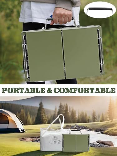 Charmline 14 x 9 inches Small Portable Charcoal BBQ Grill, Foldable Compact Camping Barbecue for 1–3 People, Ideal for Camping, Tailgating, Beach, Picnic & Tabletop Use, Green - Image 4