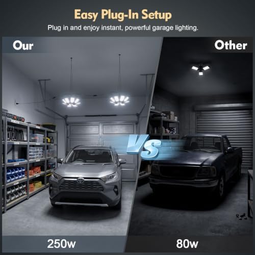 TANBABY 2 Pack Plug-in Garage Lights, 8+1 Deformable Ceiling Light, 50000LM - Image 4