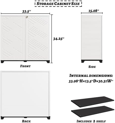 Outdoor/Indoor Storage Box,Resin and Plastic Storage Cabinet Waterproof,Outdoor Cabinet for Patio/Garden/Balcony/Backyard/All Room (with 2 Shelves)-White - Image 4