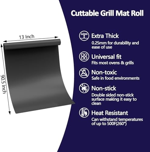 UBeesize 13x90 Inch Copper Grill Mat Roll, Non-Stick Heavy Duty BBQ Mat - Image 3