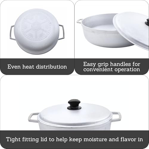 IMUSA 7.5 Quart Traditional Natural Made in Colombia Caldero with Lid for Cooking and Serving,Silver - Image 3