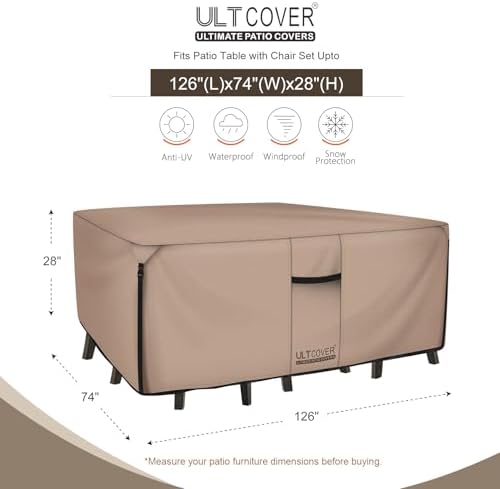 ULTCOVER Waterproof Patio Furniture Cover 126L x 74W in - Image 2