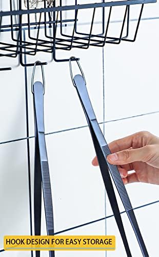JETKONG 2 Pcs 12-Inch Cooking Tweezer Tongs Stainless Steel Kitchen Tweezers Plating Tongs (Navy Blue) - Image 4