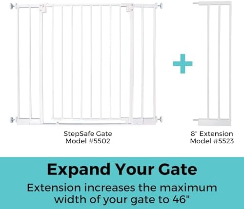 Toddleroo StepSafe Auto-Close Baby Gate 3-Bar Extension; 8" Wide, White - Image 3