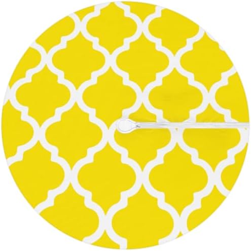 Fitted Round Tablecloth with Umbrella Hole and Zipper Yellow Moroccan Outdoor Elastic Table Cloth 36"-44" Oil-Proof Waterproof Morocco Geometric Patio Table Cover for Dining Picnic Party - Image 6