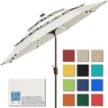 EliteShade USA 10-Year-Non-Fading 9ft 3-Tier Market Patio Umbrella, Commercial Table Umbrella with 80 Solar LED Lights, Crank Open, Windproof & UPF 50+ UV Protection for Garden, Deck, Pool, Backyard, White by EliteShade