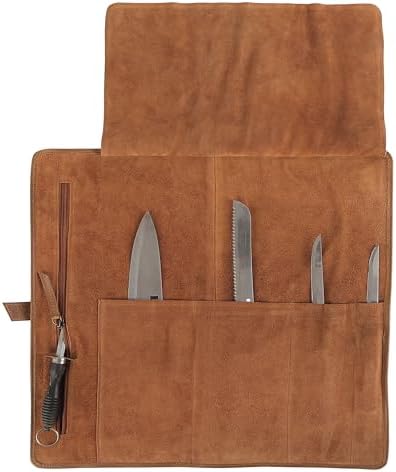 Leather Knife Roll Bag for Chefs – 17.5” x 17.5” Professional Chef Knife Storage Organizer, Portable Culinary Knife Case, Travel Knife Roll for Kitchen, BBQ & Catering (Serena) - Image 4