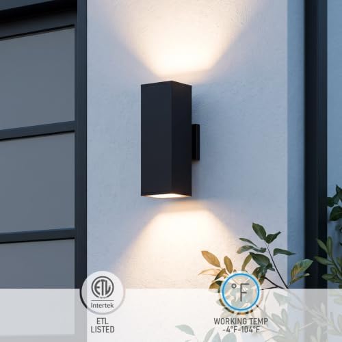 LEONLITE 2-Pack 18" Outdoor Rectangular Wall Light, Up and Down, E26 Base - Image 2