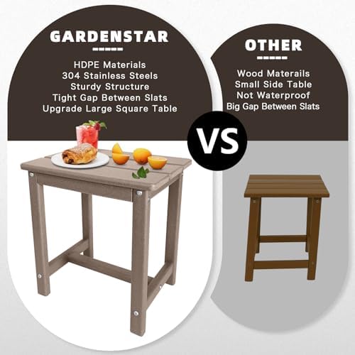 GARDENSTAR Adirondack Square Side Table,one-Tier Outdoor end Table, Patio Side Table for Pool,Porch,Backyard,Relaxing Companion (Teak) - Image 5