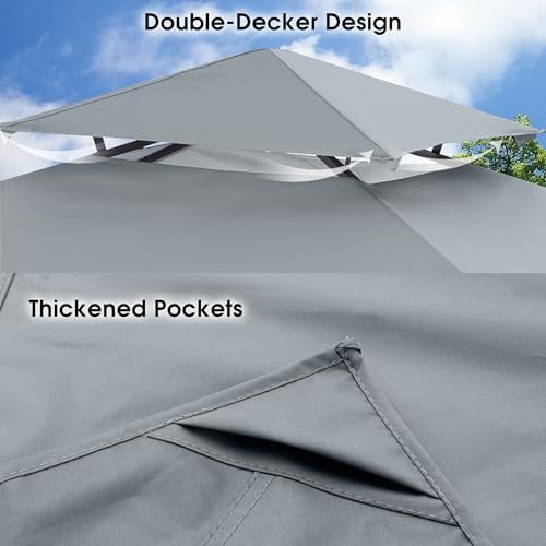 MASTERCANOPY Replacement Canopy top for Grill Gazebo L-GG001PST-F, Gray - Image 3
