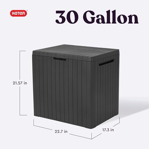 Keter City 30 Gal Outdoor Storage Box and Patio Side Table - Image 2