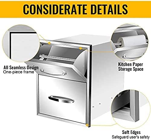 Stainless Steel Outdoor Kitchen BBQ Island Drawers - Flush Mount Triple Access, 16Wx20Dx20H - Image 5