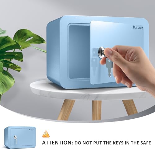 Marcree Mini Safe Box, 0.23 Cub Home Safes for Kids, Blue Small Safe - Image 4