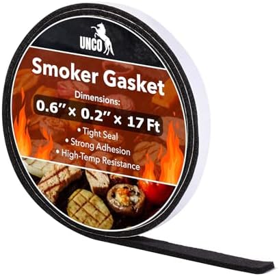 UNCO- Smoker Gasket, 17 Ft, 0.6" x 0.2”, Smoker Gasket Seal High Temp by Unco