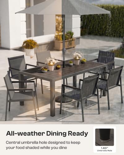 Outdoor Dining Set, 7 Piece Aluminum Patio Table and Chairs Set, All Weather Patio Dining Furniture Set with Umbrella Hole for Backyard, Deck, Poolside (Charcoal) - Image 5