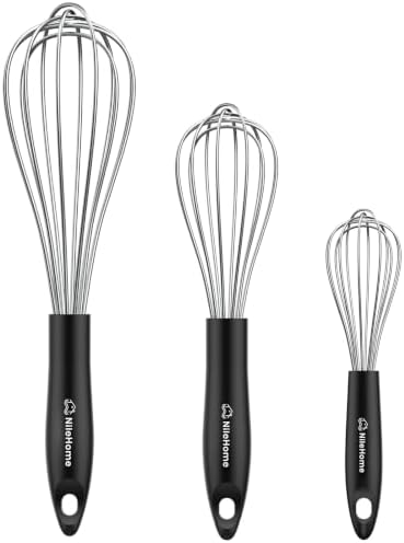 NileHome Whisk Set 8" 10" 12" Kitchen Whisk,3-Pack by NileHome