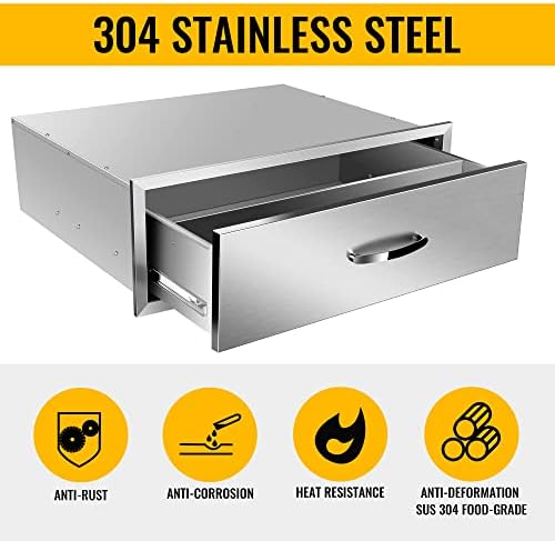 Outdoor Kitchen Drawers 30" W x 10" H x 23" D Built-in BBQ Drawer Stainless Steel Access Drawers for Outdoor Kitchen Island or Grill Station - Image 3