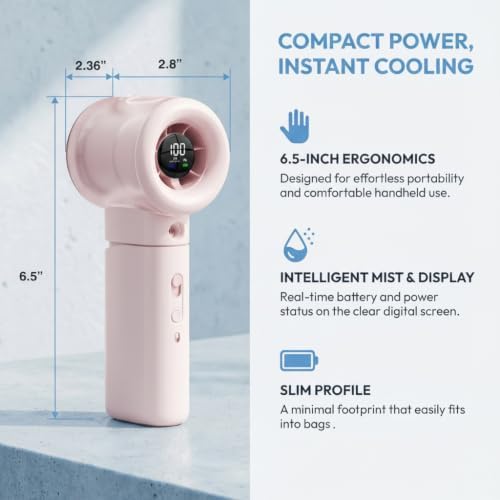 Handheld Turbo Misting Fan with LED Display & Safety Lock - Image 6