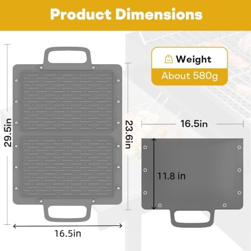 Portable Outdoor Silicone Grill Mat, Foldable Heat-Resistant Table Mat & BBQ Side Shelf Tool Pad with Snap Buttons, Converts into Storage Bag for Utensils and Food, Food-Grade, Non-Slip(Gray) - Image 2