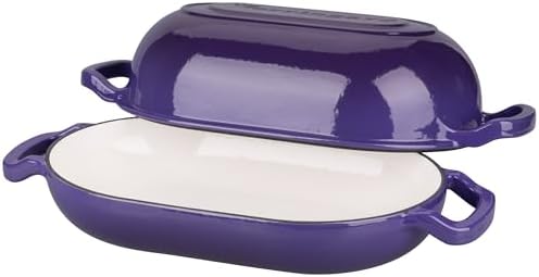 VORRINGARD Enameled Cast Iron Sourdough Bread Oven, Dutch Oven, Loaf Cast Iron Bread Pan for Homemade Bread Baking, Meatloaf Pan with Lid, 5QT, Purple - Image 5