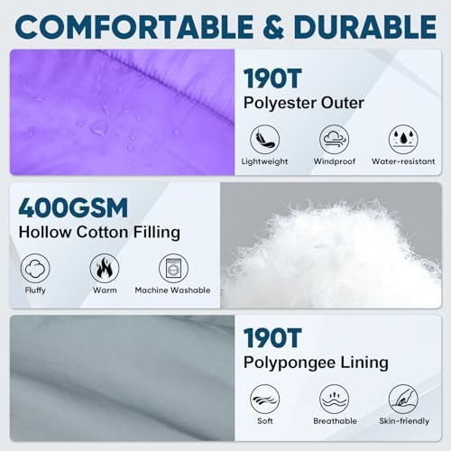PTEROMY Sleeping Bags for Adults, Lightweight and Machine Washable, Water Resistant Backpacking Camping Sleeping Bag for Warm Cold Weather, Camping Essentials for Hiking Travel - Image 5