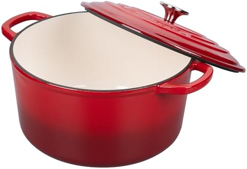 VORRINGARD Enameled Cast Iron Dutch Oven Pot with Lid, for Sourdough Bread Baking, Round Dutch Ovens, 4.5 Quart, Red - Image 4