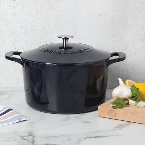 Martha Stewart Gatwick 7 QT Enamel Cast Iron Dutch Oven – Navy Blue, Heavy-Duty Durable Dutch Oven for Slow Cooking, Braising, and Baking - Image 3