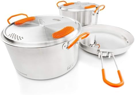 GSI Outdoors Glacier Stainless Base Camper Cookset, Medium & Large by GSIOutdoors