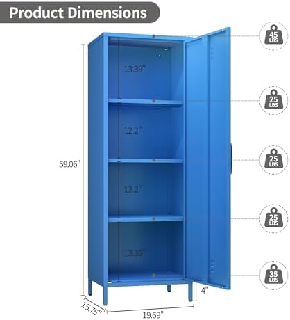 Metal Locker Storage Cabinets Kids Lockable Single File Storage Cabinet with Digital Lock Locker for School Gym Pantry Kitchen (Navy) - Image 3