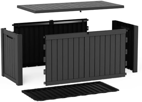 200 Gallon Resin Deck Box, Outdoor Storage Box, Waterproof UV Resistant，Weatherproof Organizer for Patio Furniture Cushions, Pool Accessories, Garden Tools, Indoor & Outdoor Use, Black - Image 6